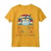 T-shirt Vintage Retro con Scritta Daddy Sharks per Papà Uomo - Maglietta Squalo Festa del Papà Natale 4 Luglio