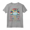 T-shirt Vintage Retro con Scritta Daddy Sharks per Papà Uomo - Maglietta Squalo Festa del Papà Natale 4 Luglio