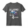 Bambino Polizia Con Auto della Polizia - Allarme! Io Ho 4 Anni Maglietta - Regalo Compleanno per Bambini di 4 Anni
