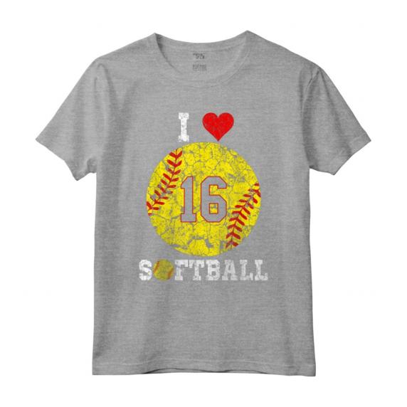 Softball Numero #16 - Softball Amante Regalo Vintage Retro Maglietta - Ideale per appassionati e giocatori di softball