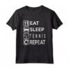 Tennis Design Eat Sleep Tennis Ripetitore Maglietta - Vintage con Proverbio - Ideale per Appassionati di Tennis e Pickleball