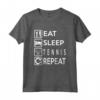 Tennis Design Eat Sleep Tennis Ripetitore Maglietta - Vintage con Proverbio - Ideale per Appassionati di Tennis e Pickleball