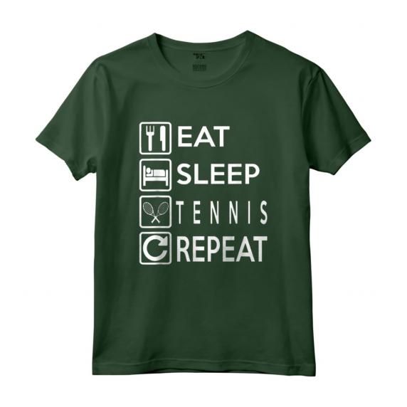Tennis Design Eat Sleep Tennis Ripetitore Maglietta - Vintage con Proverbio - Ideale per Appassionati di Tennis e Pickleball