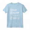 Tennis Design Eat Sleep Tennis Ripetitore Maglietta - Vintage con Proverbio - Ideale per Appassionati di Tennis e Pickleball