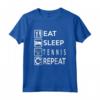 Tennis Design Eat Sleep Tennis Ripetitore Maglietta - Vintage con Proverbio - Ideale per Appassionati di Tennis e Pickleball