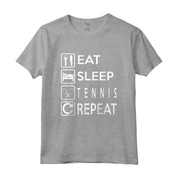 Tennis Design Eat Sleep Tennis Ripetitore Maglietta - Vintage con Proverbio - Ideale per Appassionati di Tennis e Pickleball