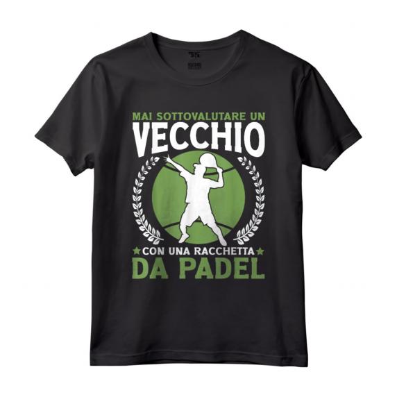 Padelista Vecchio Con Racchetta Da Padel Tennis Maglietta - Design Professionale per Giocatori di Padel Tennis - Idea Regalo per Amanti dello Sport