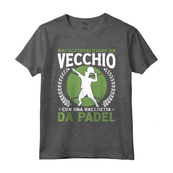 Padelista Vecchio Con Racchetta Da Padel Tennis Maglietta - Design Professionale per Giocatori di Padel Tennis - Idea Regalo per Amanti dello Sport