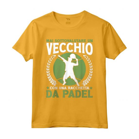 Padelista Vecchio Con Racchetta Da Padel Tennis Maglietta - Design Professionale per Giocatori di Padel Tennis - Idea Regalo per Amanti dello Sport