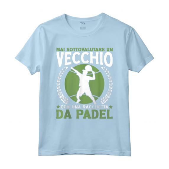Padelista Vecchio Con Racchetta Da Padel Tennis Maglietta - Design Professionale per Giocatori di Padel Tennis - Idea Regalo per Amanti dello Sport