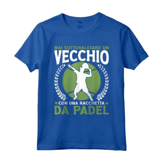 Padelista Vecchio Con Racchetta Da Padel Tennis Maglietta - Design Professionale per Giocatori di Padel Tennis - Idea Regalo per Amanti dello Sport