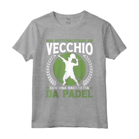 Padelista Vecchio Con Racchetta Da Padel Tennis Maglietta - Design Professionale per Giocatori di Padel Tennis - Idea Regalo per Amanti dello Sport