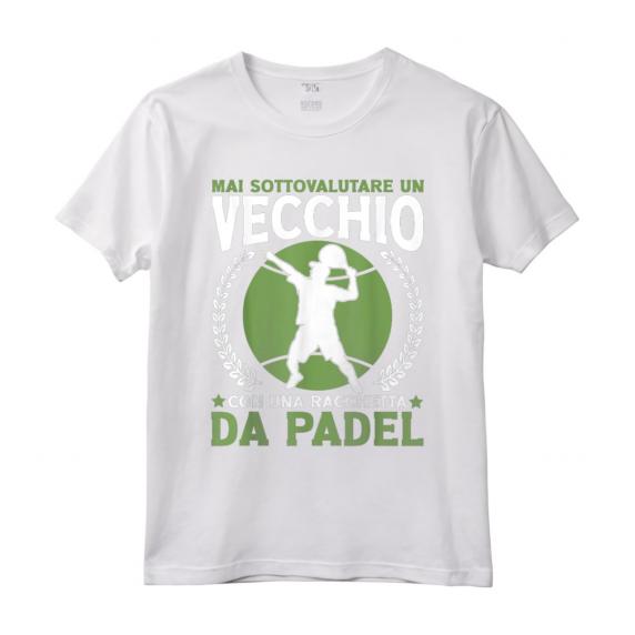 Padelista Vecchio Con Racchetta Da Padel Tennis Maglietta - Design Professionale per Giocatori di Padel Tennis - Idea Regalo per Amanti dello Sport