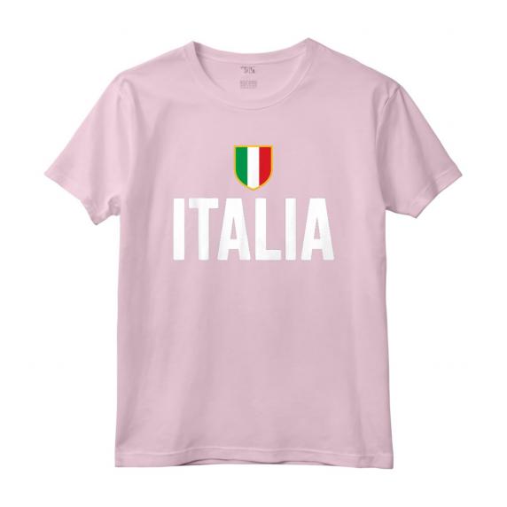 Italia Scudetto Tricolore Bandiera Italiana Maglietta - Forza Azzurri - Leggera e Taglio Classico