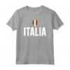 Italia Scudetto Tricolore Bandiera Italiana Maglietta - Forza Azzurri - Leggera e Taglio Classico