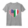 Stati Uniti Italia Cuore - Bandiere Internazionali Colori Maglietta - Ideale per Festa della Mamma, Festa del Papà, Compleanni o Pensionamento