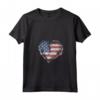 Donna Vintage USA a Forma di Cuore Bandiera Americana - Maglietta Elegante con Collo a V - Stile Vintage Patriottico