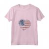 Donna Vintage USA a Forma di Cuore Bandiera Americana - Maglietta Elegante con Collo a V - Stile Vintage Patriottico