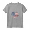 Donna Vintage USA a Forma di Cuore Bandiera Americana - Maglietta Elegante con Collo a V - Stile Vintage Patriottico