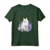 Gatto Bianco Elegante di Razza D'Angora Turco - Maglietta Floreale con Fiori di Lavanda - Ideale per Amanti dei Gatti