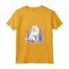 Gatto Bianco Elegante di Razza D'Angora Turco - Maglietta Floreale con Fiori di Lavanda - Ideale per Amanti dei Gatti