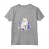 Gatto Bianco Elegante di Razza D'Angora Turco - Maglietta Floreale con Fiori di Lavanda - Ideale per Amanti dei Gatti