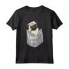Love Carrelli, Cool Pocket Pug T-shirt per Bambini - Maglietta Grafica per Amanti dei Cani - Irish Pug