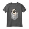 Love Carrelli, Cool Pocket Pug T-shirt per Bambini - Maglietta Grafica per Amanti dei Cani - Irish Pug