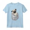 Love Carrelli, Cool Pocket Pug T-shirt per Bambini - Maglietta Grafica per Amanti dei Cani - Irish Pug