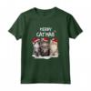 Gatti Natale Merry Catmas - Luci HapTiger - Divertente Regalo Maglietta Natalizia per Amanti dei Gatti