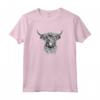 Highland Cow - Maglietta con Illustrazione Disegnata a Mano in Stile Tatuaggio - Ideale per Appassionati di Animali da Fattoria