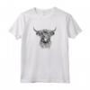 Highland Cow - Maglietta con Illustrazione Disegnata a Mano in Stile Tatuaggio - Ideale per Appassionati di Animali da Fattoria