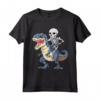 Skeleton Riding Dinosaur T-Rex T-Shirt Halloween Bambini Ragazzi - Costume Divertente per Amanti dei Dinosauri