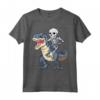 Skeleton Riding Dinosaur T-Rex T-Shirt Halloween Bambini Ragazzi - Costume Divertente per Amanti dei Dinosauri