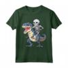 Skeleton Riding Dinosaur T-Rex T-Shirt Halloween Bambini Ragazzi - Costume Divertente per Amanti dei Dinosauri