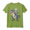 Skeleton Riding Dinosaur T-Rex T-Shirt Halloween Bambini Ragazzi - Costume Divertente per Amanti dei Dinosauri