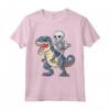 Skeleton Riding Dinosaur T-Rex T-Shirt Halloween Bambini Ragazzi - Costume Divertente per Amanti dei Dinosauri
