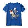 Skeleton Riding Dinosaur T-Rex T-Shirt Halloween Bambini Ragazzi - Costume Divertente per Amanti dei Dinosauri
