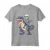 Skeleton Riding Dinosaur T-Rex T-Shirt Halloween Bambini Ragazzi - Costume Divertente per Amanti dei Dinosauri