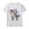 Skeleton Riding Dinosaur T-Rex T-Shirt Halloween Bambini Ragazzi - Costume Divertente per Amanti dei Dinosauri