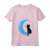 Donna Gatto Nero Mezzaluna Luna Seemann Mama Maglietta con Collo a V - Ideale per Amanti dei Gatti, Velisti e Astrologi
