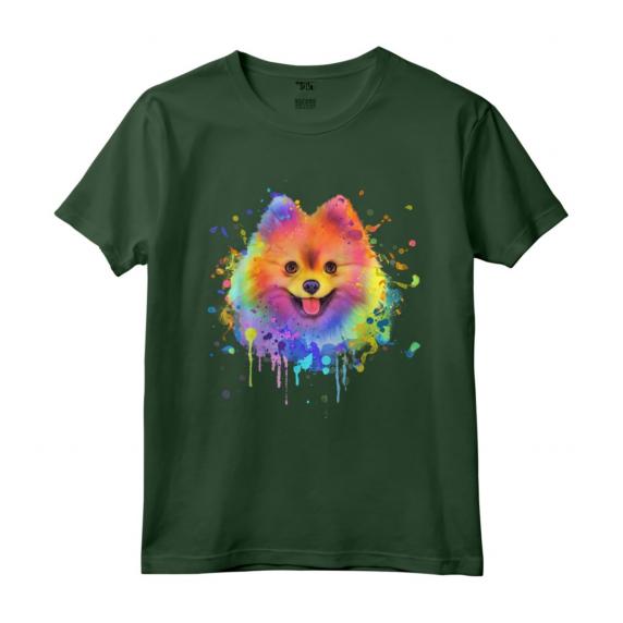 Colorful Splash Art Pomerania Ritratto Pom Puppy Proprietario Maglietta - Design Unico per Amanti dei Pomerania - Acquerello e Grafica Vintage