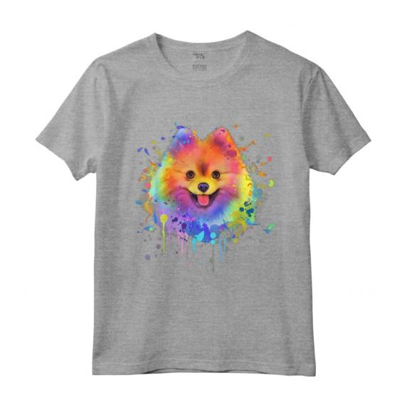 Colorful Splash Art Pomerania Ritratto Pom Puppy Proprietario Maglietta - Design Unico per Amanti dei Pomerania - Acquerello e Grafica Vintage