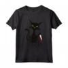 COSA? - Gatto divertente nero con coltello Maglietta - Leggera e Taglio Classico - Ideale per gli Amanti dei Gatti