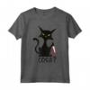 COSA? - Gatto divertente nero con coltello Maglietta - Leggera e Taglio Classico - Ideale per gli Amanti dei Gatti