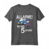 Bambino Polizia Con Auto Della Polizia - Allarme! Io Ho 5 Anni Maglietta - Regalo Compleanno per Bambino Appassionato della Polizia