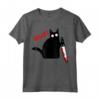 Buffo Gatto Nero Assassino con Coltello - Gatto Nero COSA? Maglietta - Regalo Divertente per Amanti dei Gatti per Halloween