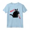 Buffo Gatto Nero Assassino con Coltello - Gatto Nero COSA? Maglietta - Regalo Divertente per Amanti dei Gatti per Halloween