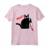 Buffo Gatto Nero Assassino con Coltello - Gatto Nero COSA? Maglietta - Regalo Divertente per Amanti dei Gatti per Halloween