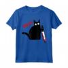 Buffo Gatto Nero Assassino con Coltello - Gatto Nero COSA? Maglietta - Regalo Divertente per Amanti dei Gatti per Halloween